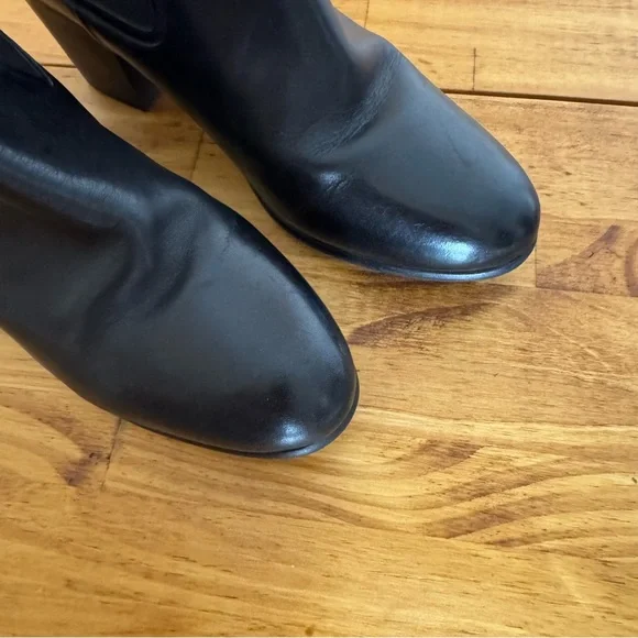 Thursday Boot Co Duchess Black Leather Pull On Heeled Chelsea Boots Size 10 - Picture 3 of 7